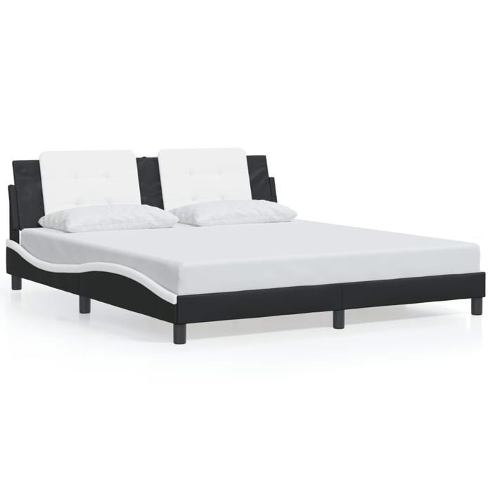 VidaXL Cadre de Lit sans Matelas Zadar, Lit Rembourré, Lit Double, Lit Adulte de Chambre à Coucher Intérieur, Noir et Blanc 3208203