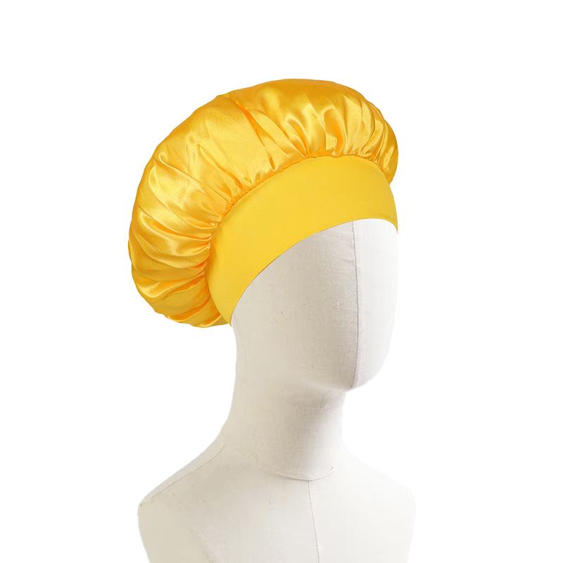 

Fashionable Satin Wide Brim Shower Cap for Women Hair Protection One Size
