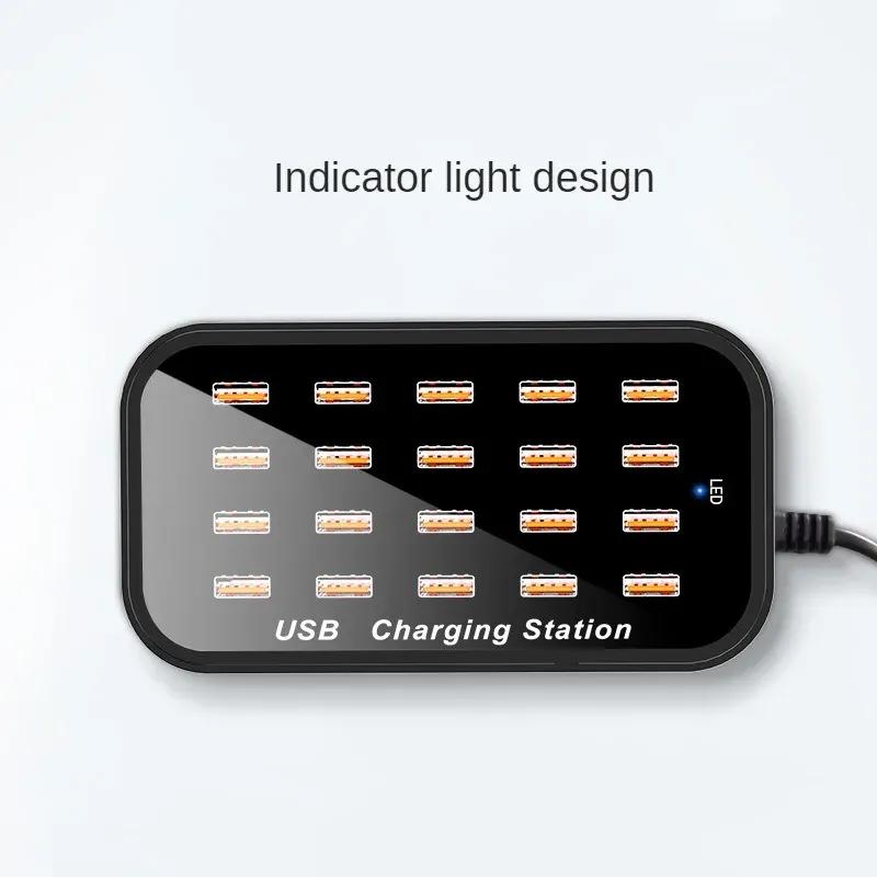 100W 20A 15/20 Ports USB Charging Station Fast Phone Charge HUB Charger Stand Desktop Chargers for iPhone/Samsung/Xiaomi