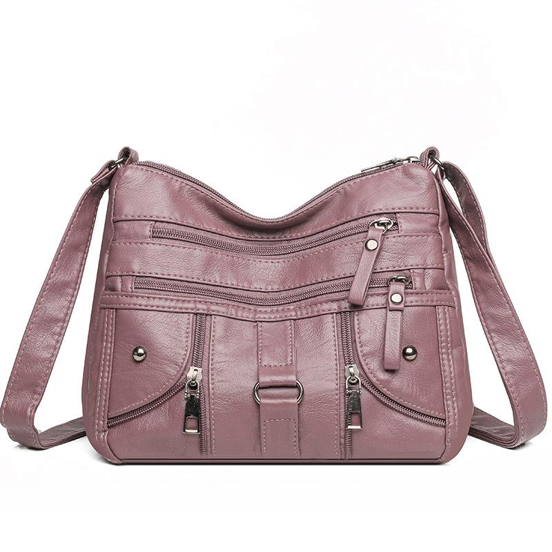 Double Layer Small Square Bag Soft Leather Mother Bag Large Capacity Single Shoulder Crossbody Bag