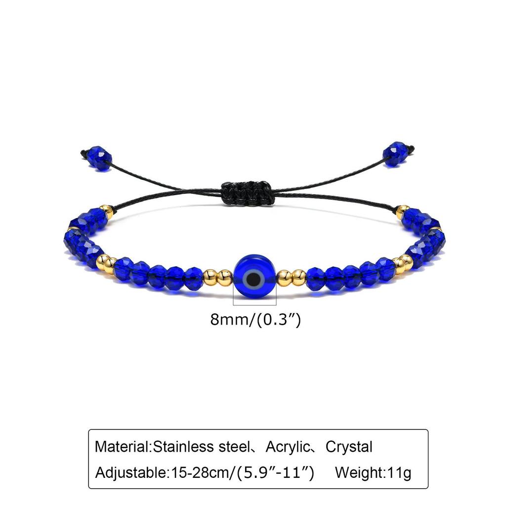 Buntes Armband mit bösem Auge und Perlen, mit verstellbarem schwarzen Handseil