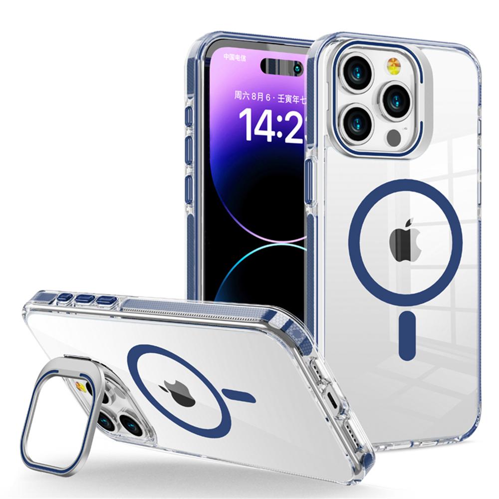 Transparent Bumper Magnetic Case For iPhone 17 17Air 16 15 14 Plus 13 12 Pro Max Magsafe Wireless Charge Metal Lens Holder Cover
