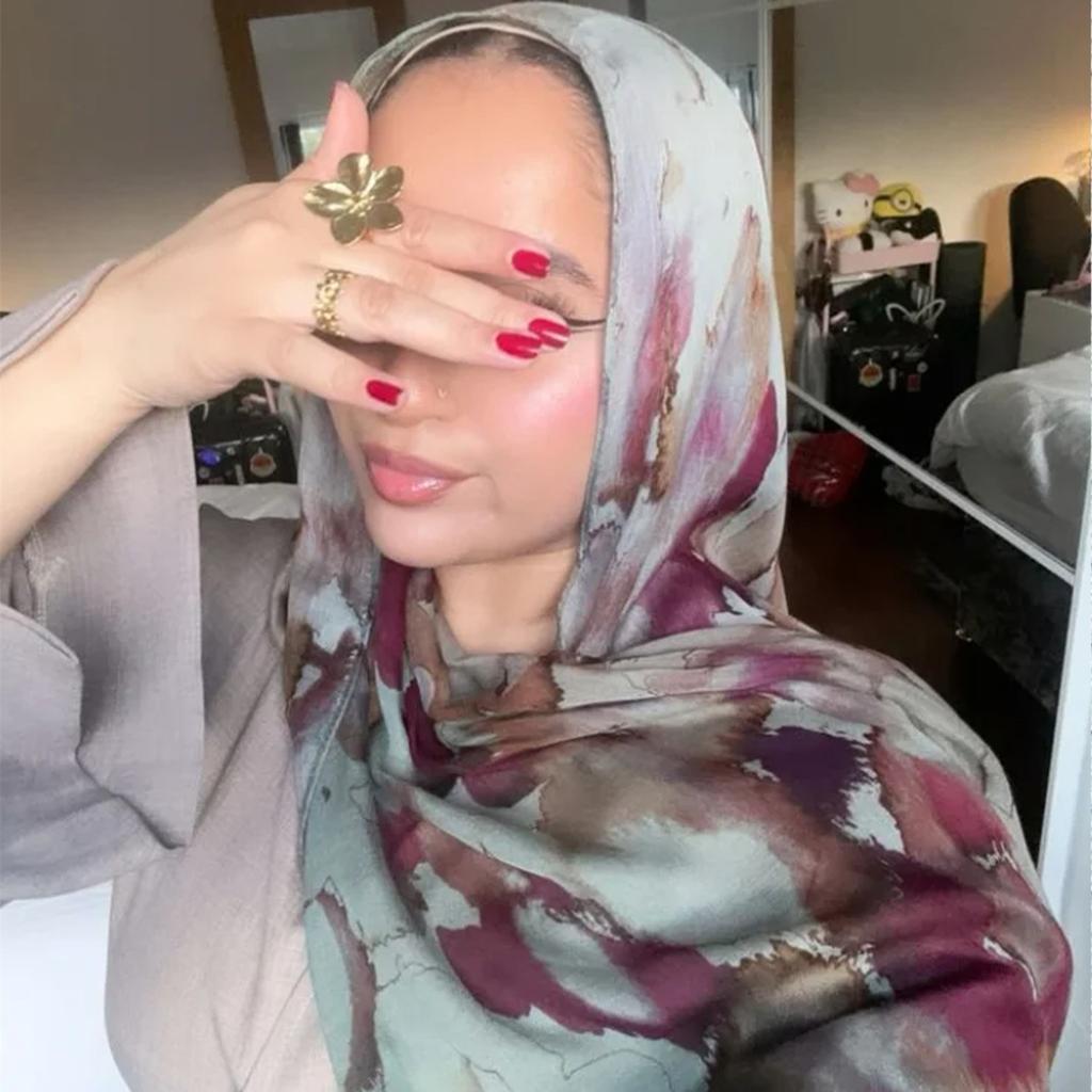New Arrive Printed Floral Chiffon Hijab Scarf Women Fashion Tie-dye Shawl Muslim Premium Chiffon Headscarf Islam Luxury Turban