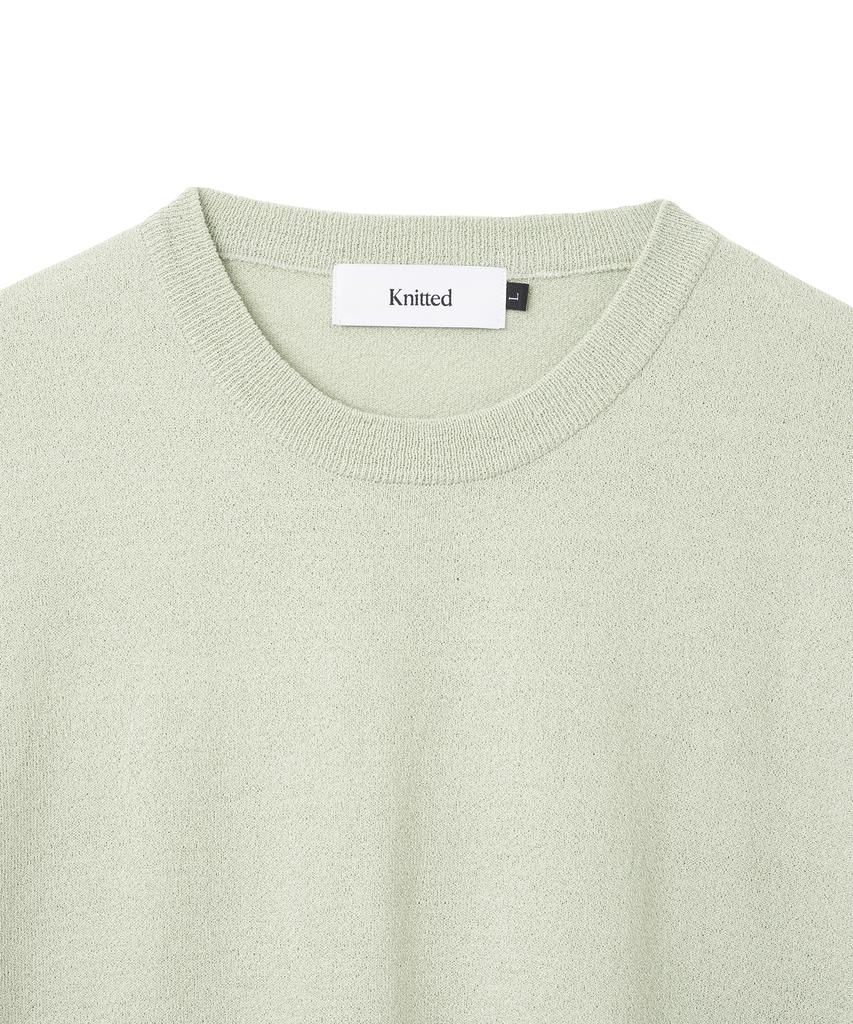 KNITTED Cool Summer Essential Round Short Sleeve Knit Tee Light Mint