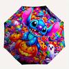 Stitch,Halloween Automatic Umbrella   Tri fold Portable Umbrella, Best Holiday Gift for Men and Women, Durable Iron Frame, Playful Design, S