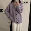 Autumn and Winter New Large Version V-neck Knitted Cardigan Loose and Versatile Casual Thin Sweater Jacket Women