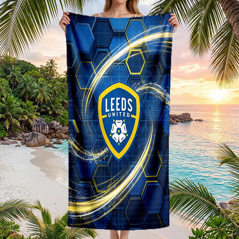 Leeds United Fußball Strandtuch Weiches Mikrofaser Sommerhandtuch Schnelltrocknendes Saugfähiges Handtuch für Strand Schwimmbad Reisen