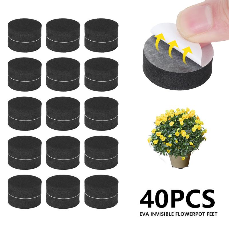 40Pcs Flower Plant Pot Feet Invisible Round Flowerpot Riser Stands Self-adhesive Non-slip Heavy Duty Flower Pot Pad for Balcony