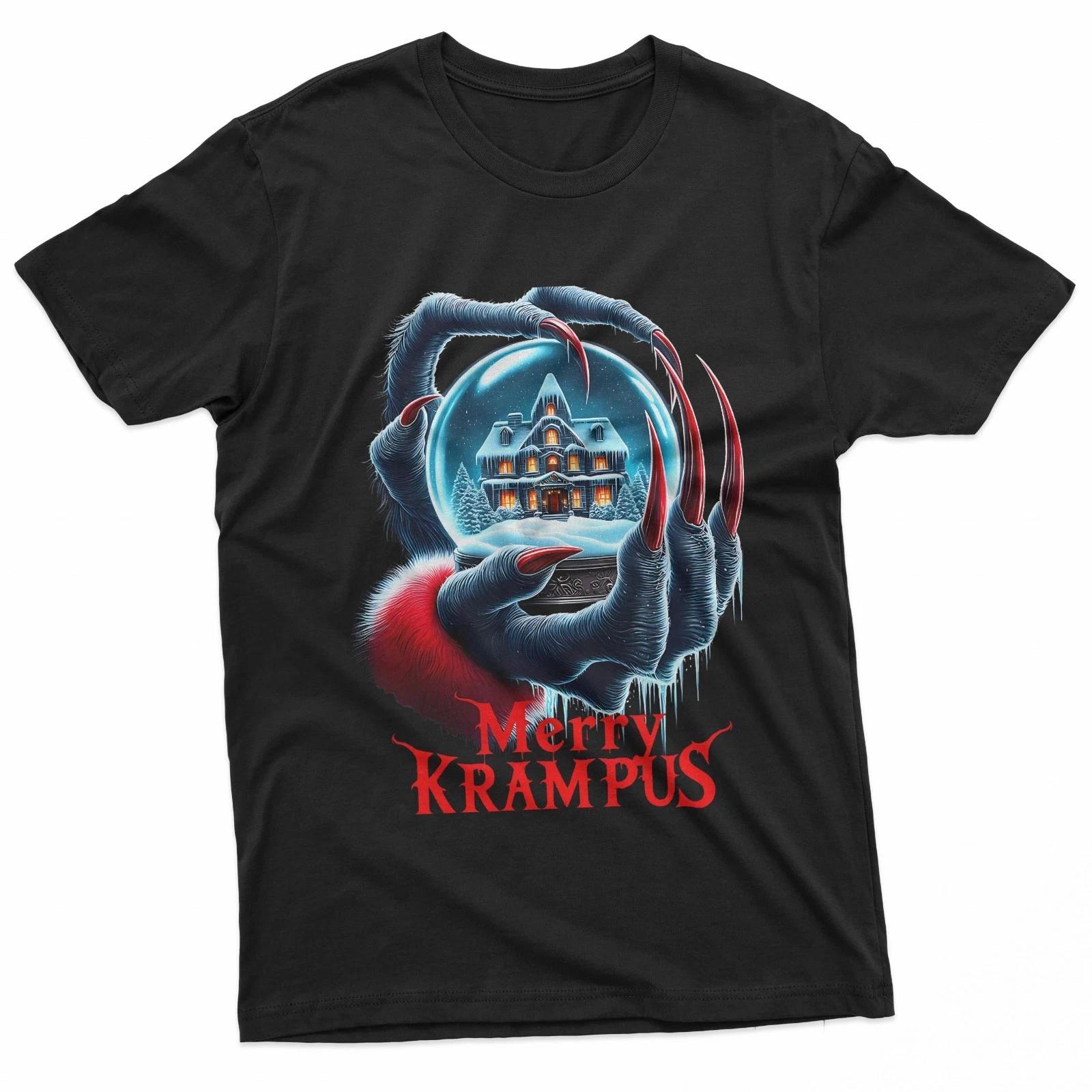 Merry Krampus Coming Town Christmas Gothic Xmas Horror 100% Cotton T-shirt Mens Tees Top M