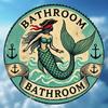 Vintage Metal Sign Nautical Bathroom Wall Art Anchor and Waves Decor