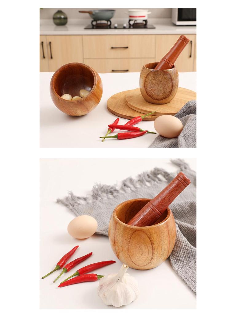 Tradiční česnekový hmoždíř a palička: Ruční mlýnek vyrobený ze dřeva kyselého jujubovníku