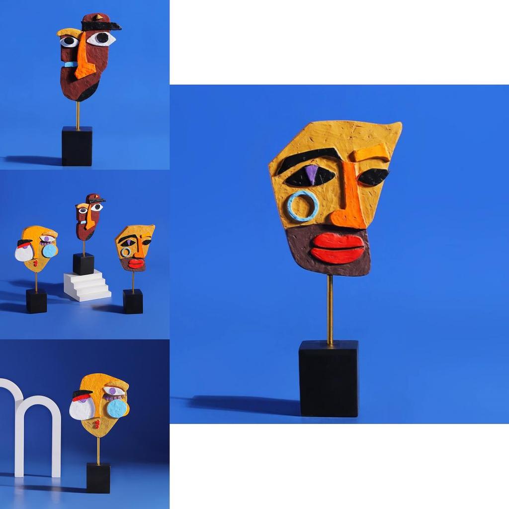 Abstract Face Sculpture Resin Art Modern Home Decor For Coffee Shops And Galleries