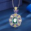 Jewelry Copper Bottom Gold-Plated Simulation Grandmother Green Suit Retro Creative Full Diamond Luxury Inlaid Main Stone 8 * 12