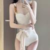 Swimsuit women's black high-end fashion one-piece small-breasted steel tray gathers sexy backless swimsuit to cover the belly and look thin, soaking