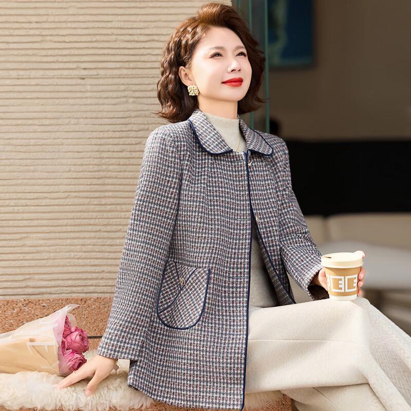 Paster Women s Plus Size Plaid Lapel Winter Jacket XL