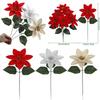 Artificial Material Artificial Poinsettia Flowers  Christmas Tree Ornaments