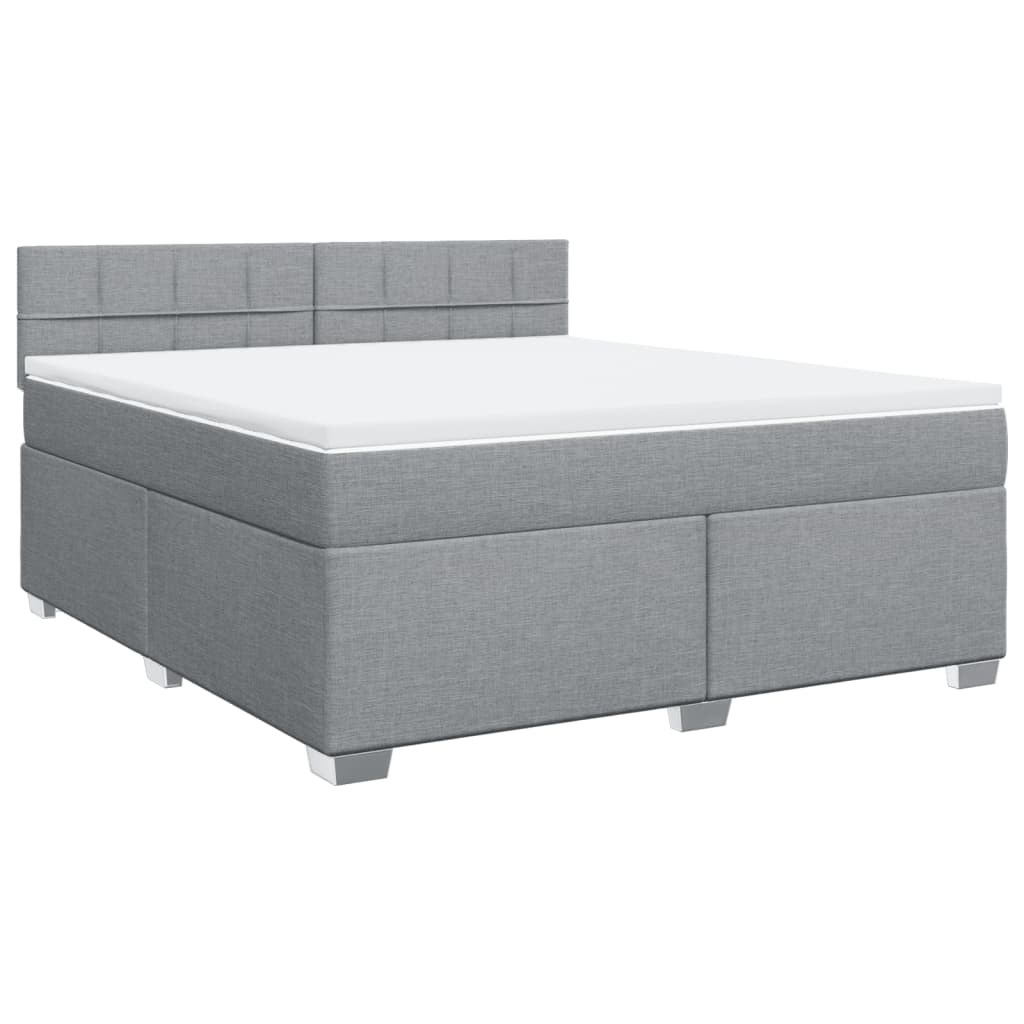 Vidaxl Letto Continentale Con Materasso, Grigio Chiaro, Tessuto, 180X200Cm
