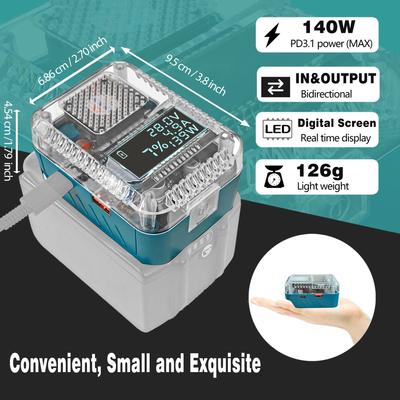 Lithium-Batteriegehäuse Adapter Konverter Für Makita 18V 21V Für DeWalt 20V Ladegerät USB Typ-C Powerbank Max138W