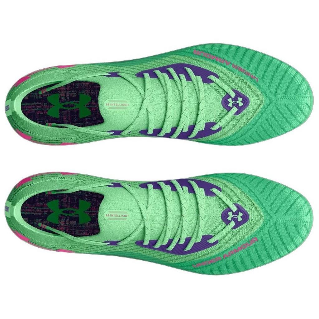 Under Armour UA Shadow Artificial Turf Shock Absorbing Durable Soccer Shoes Men Soccer Shoes Green Pink 3027239-300