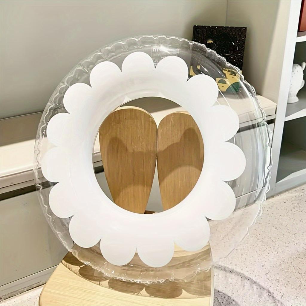 1 Stück Transparenter Schwimmring mit Blumenmuster, Aufblasbarer Schwimmring aus PVC, Tragbar, Wasser-Schwimmring, Für Outdoor-Strand, Poolparty