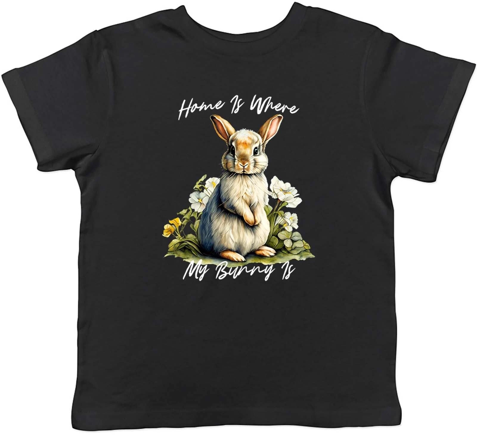 Rabbit Lover Kids T-Shirt Home is where my Bunny is Childrens Boys Girls Gift 100