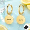 Customized Name Date Simple Round Pendant Women's Earrings Stainless Steel Personalized Fashion Solid Round Earrings Jewelry