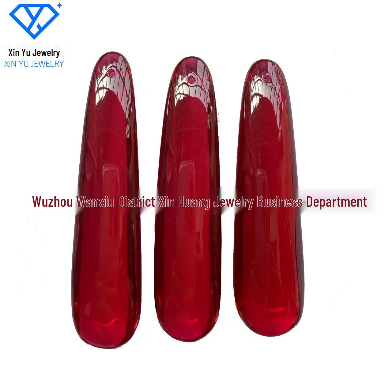 

Rare Red Corundum Water Drop Irregular Ruby Biophotonic Crystal Pendant Length 60-72mm (19.3-23g)