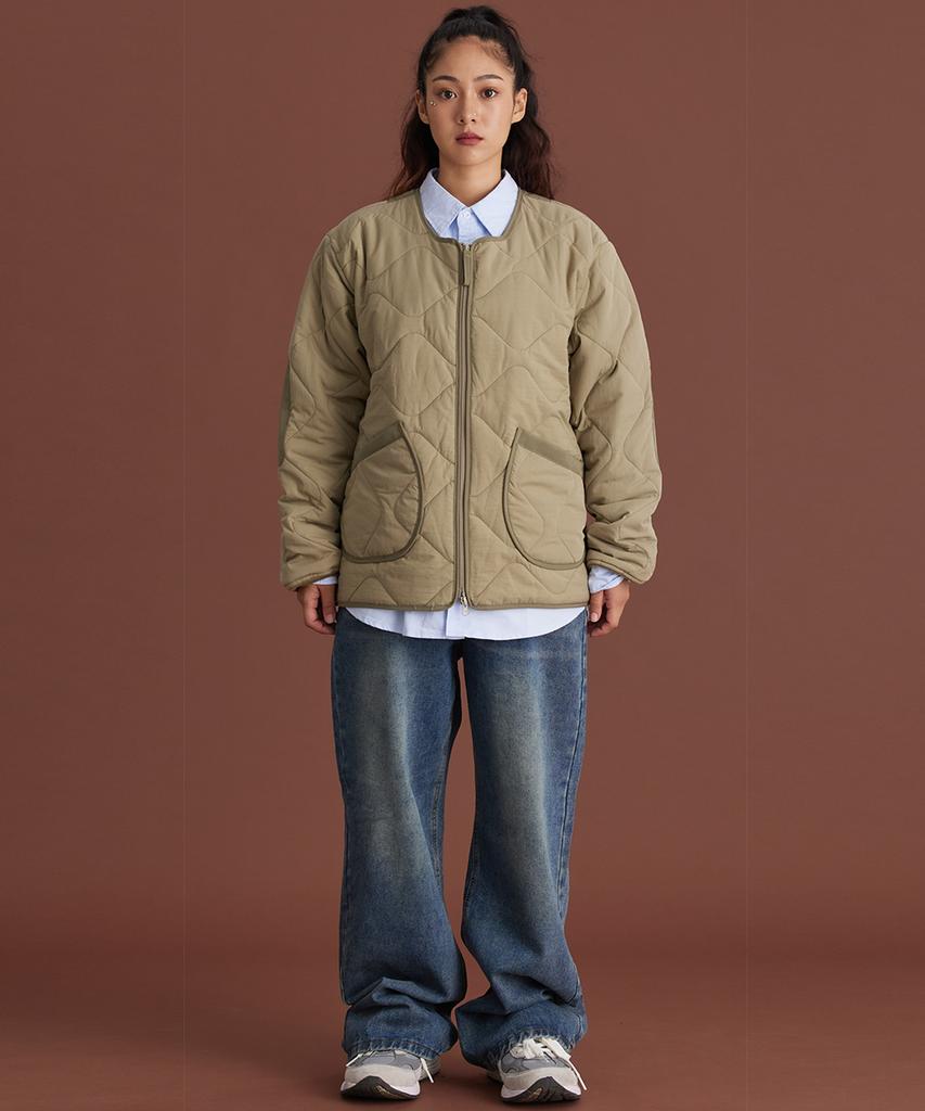 Cream Soda Lab Warm-Up Quilted Two-Way Jacket Khaki