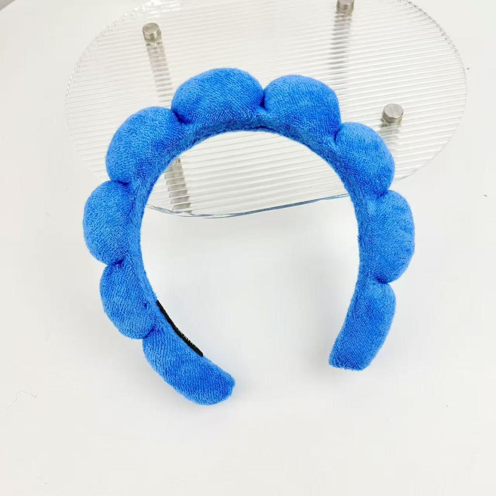 Women's Cute Blue Cloud Headband - Wide, High Skull Top for Face Washing