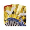 Used [New] Decorative fan, gold leaf, marron bone, crane, 22cm, 9 bones, decorative stand, presentation box included 1