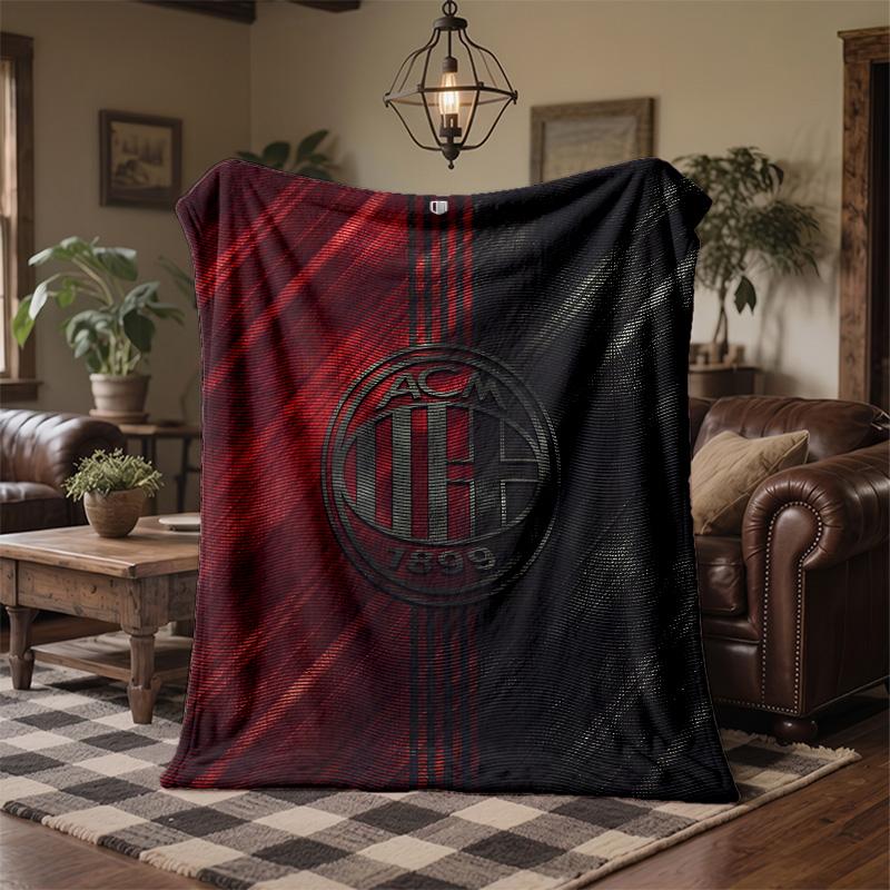 AC Milan Print Flannel Blanket Soft Warm Sofa Bed Throw Blanket For Home Office Bedroom