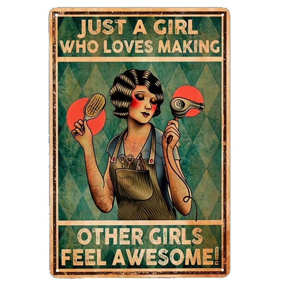 Салон 1шт Життя занадто коротке, щоб мати нудне волосся металева вивіска Бар Кафе Декор стін Домашній декор Художній плакат Ретро плакат