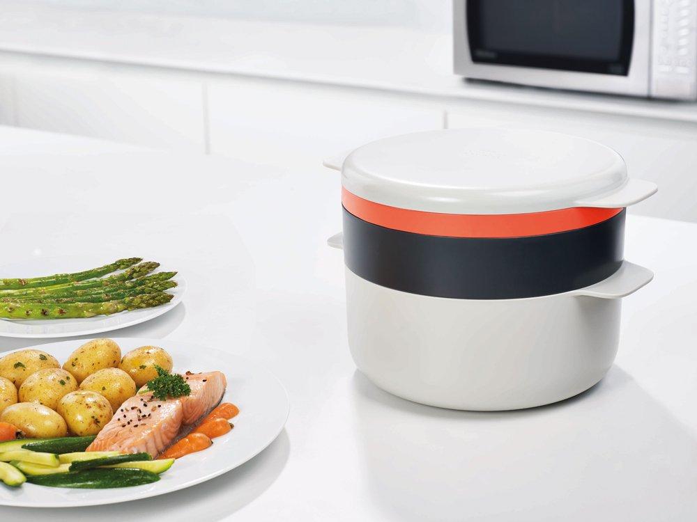 Joseph Joseph Microwave Stackable Cooking Set, Stone/Orange, M-Cuisine Plastic, 45001, 4-Piece Set [Authentic]