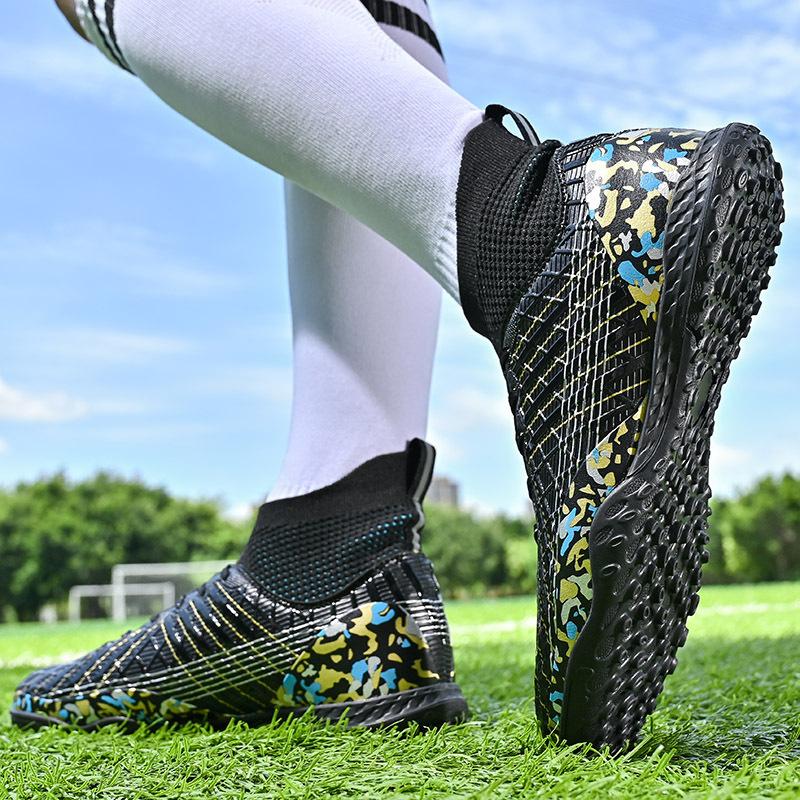 

New microfiber football shoes high-top boys and girls, primary and secondary school students competition training TF broken nails, children and adults 45