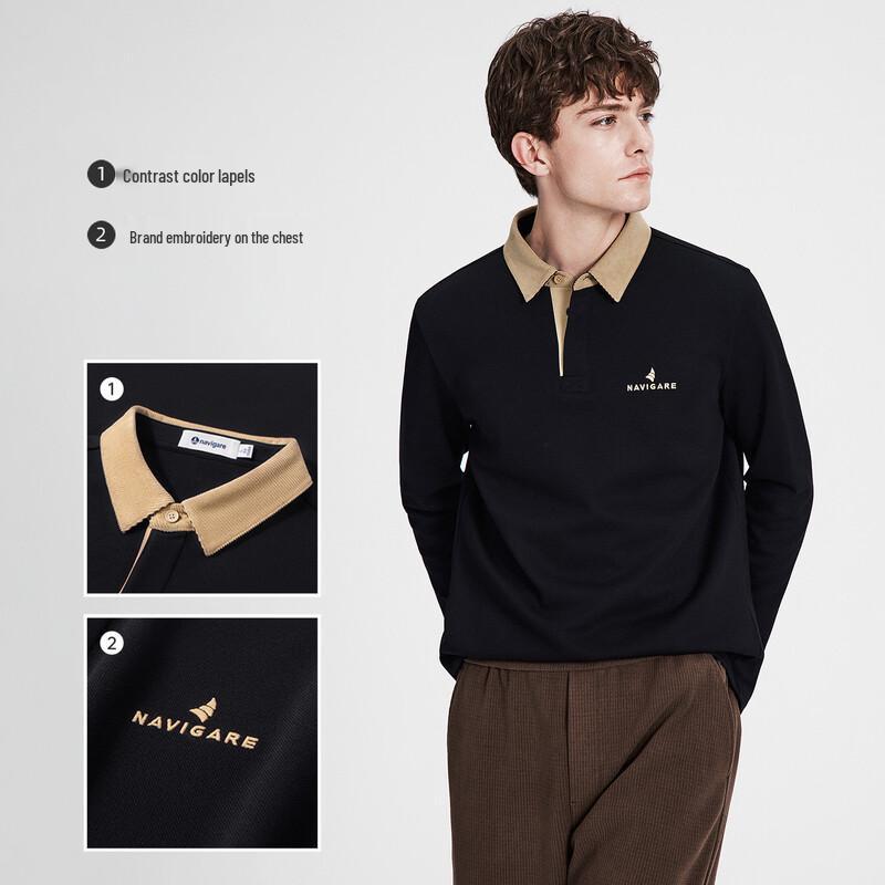 Navigare Men's Wool-Blend Long-Sleeve Polo Shirt