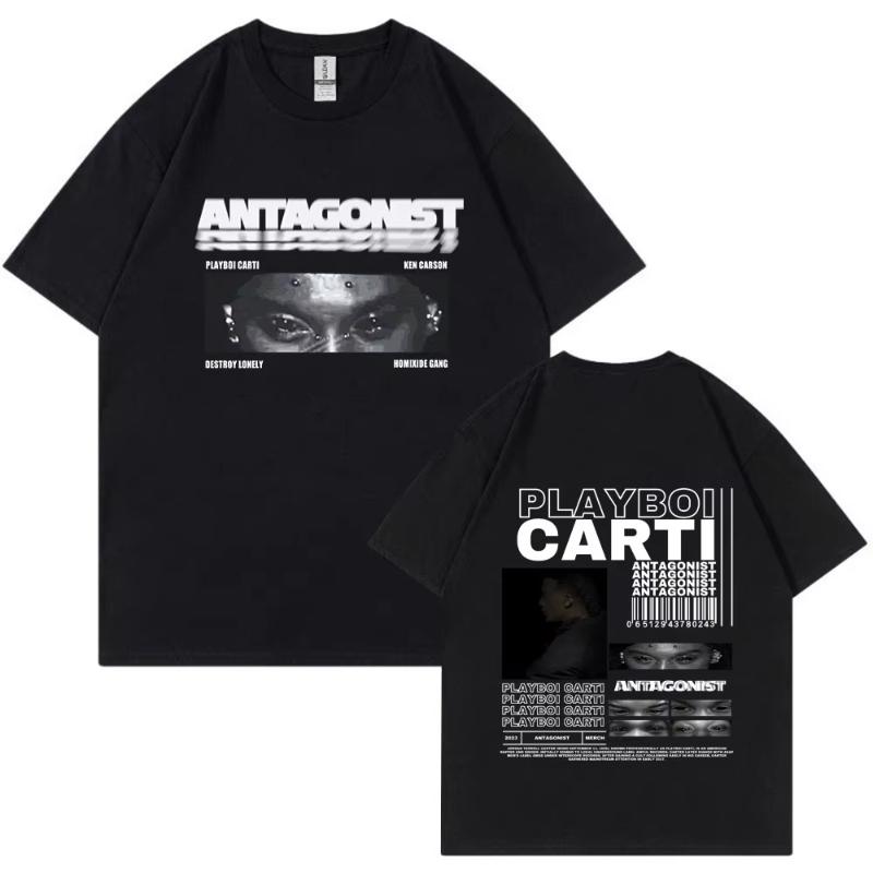 Rapper Playboi Carti Antagonist Tour Tshirt 2023 Concert Fans T Shirt Unisexs Fashion Hip Hop Short Sleeve Oversized Tshirts