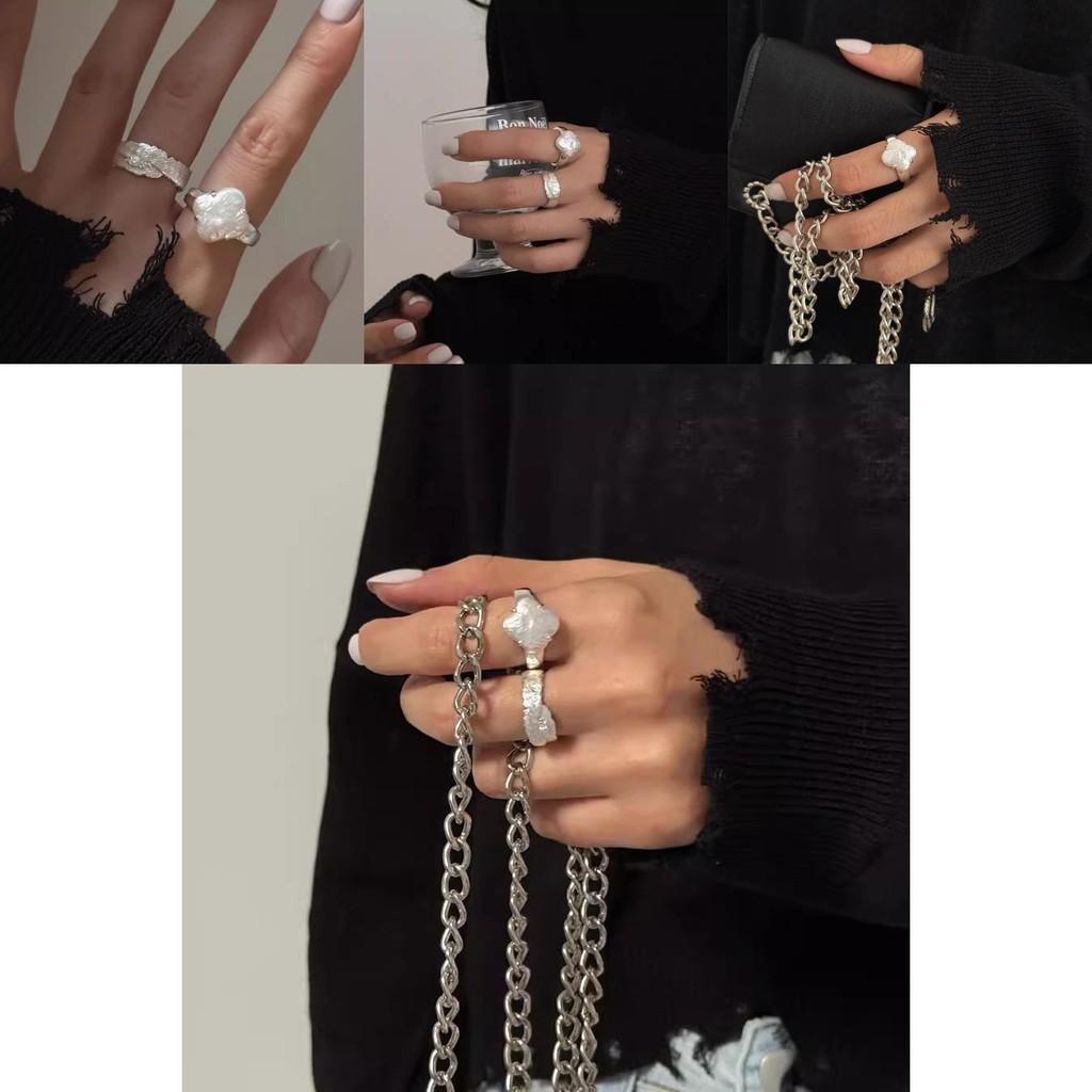 Chic Adjustable Ring For Women With Natural Irregular Pearl And Modern Design