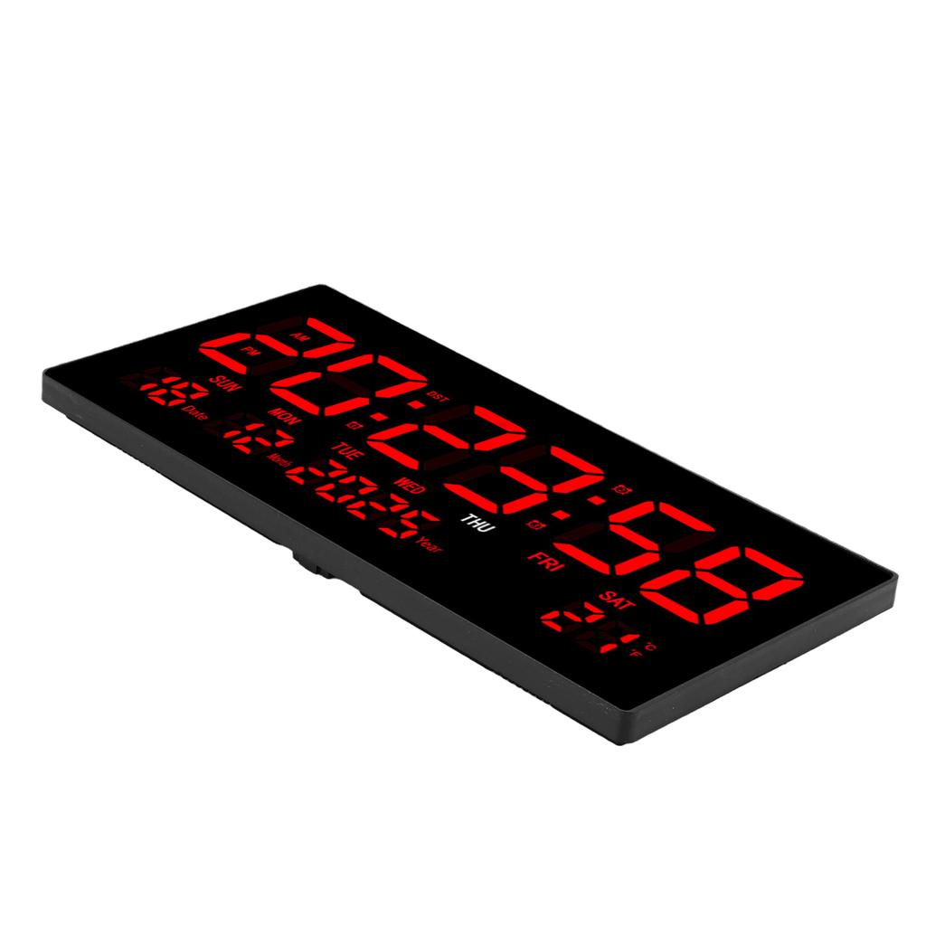 LED Digital Wall Clock Silent Power Off Memory Plug in Large Display Digital Clock with Calendar for Living Room Study