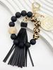 Tassel Silicone & Wood Bead Keychain - MAMA Wood Slice Bag Charm Bracelet