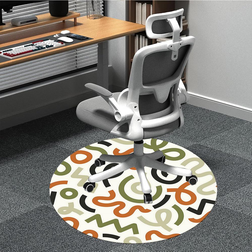

1pc Curves Patterns Office Round Area Rug, Mat Suitable ForOffice, Under Office Chairs Bedroom Living Room Home Decor, Room Deco 80cm