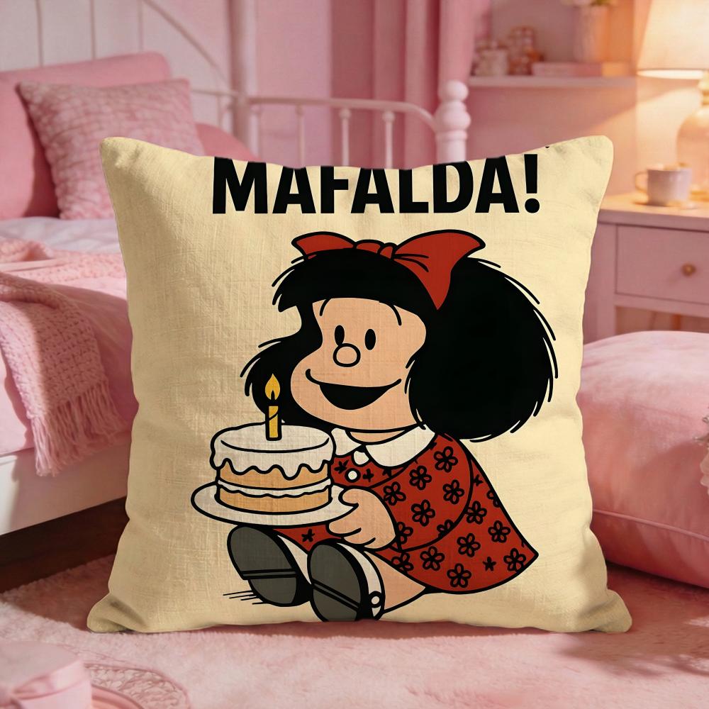 MMafaldaS Cute Cartoon Cushion Cover Premium Comfort Reversible Pillow Cove Two In One Design For Any Room Car Interior