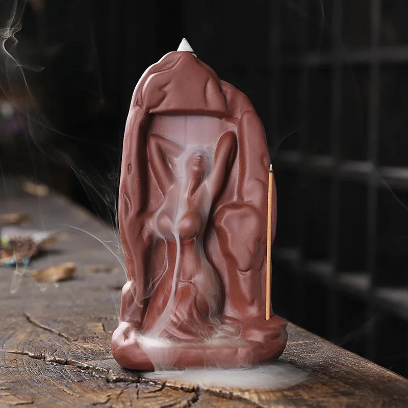 

Тип красоты Фиолетовая глина Курильница с обратным потоком Керамическая рукодельная палочка для благовоний Украшение Ароматерапевтическая курильница Домашний декор