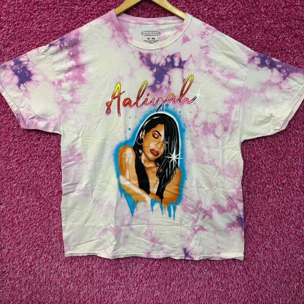 Aaliyah Airbrush Self-titled Album Art Oversized Tie Dye XL