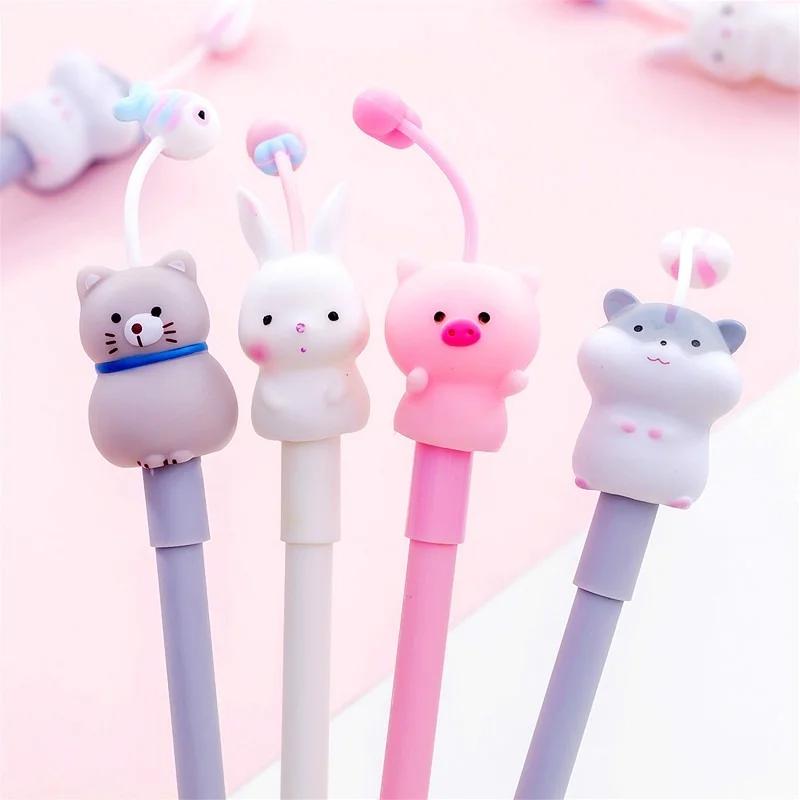 Cartoon Niedliches Haustier Gelstift Schulstudent Schreibwaren Schreibgriff Kugelschreiber Schere Hamster Katze Schwein Kaninchen Tier Stift