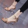 Fashion Heeled Women's Sandals Open Toe Stiletto Ladies Shoes 2025 Luxury Vintage Low Price Pvc Summer Comfortable Sale Trend Korea Shoe