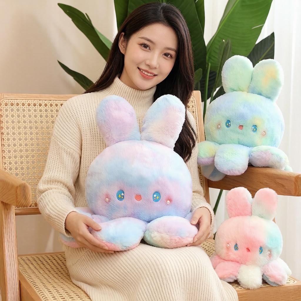 Favorite Toy Unisex 20Cm Reversible Octopus Rabbit Plush Toy Stuffed Cartoon Sweet Animal Plushie Birthday Present