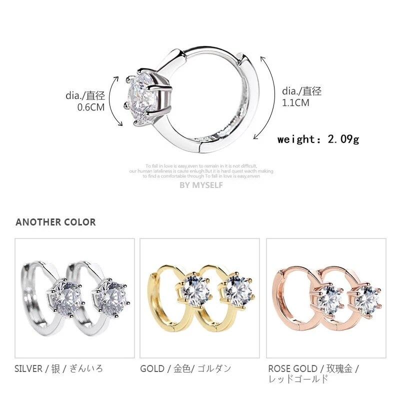 925 Sterling Silver Statement Křišťálové kruhové náušnice pro ženy Dívčí módní šperky Trendy velkoobchod