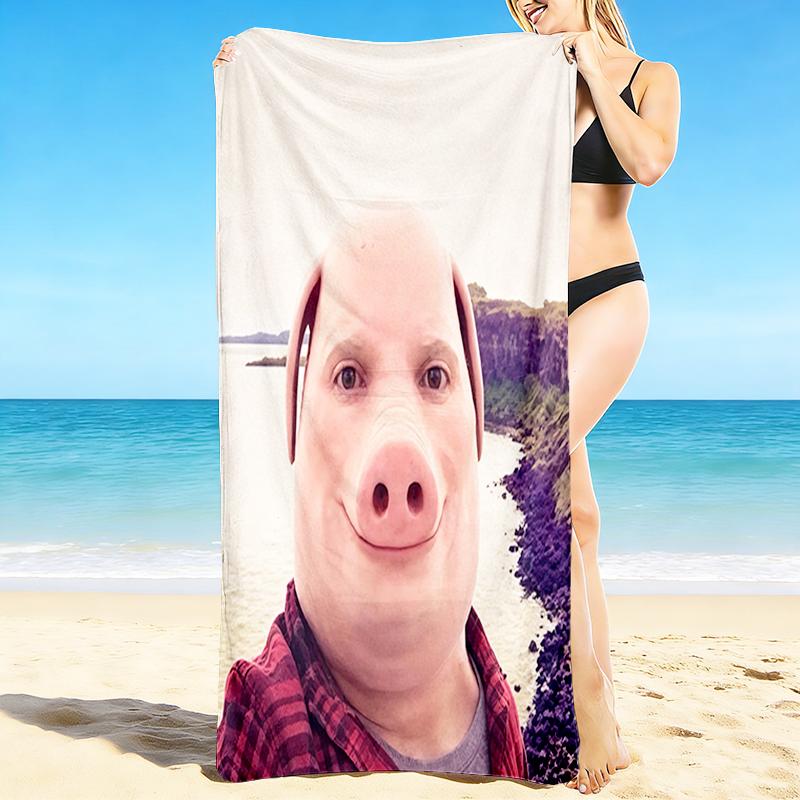 1Pc Pig Nose Selfie Adventure Beach Towel, Quick Dry, Multi-Use for Beach Pool Gym Yoga Home Travel, Christmas, Halloween, Xmas Gift M928747