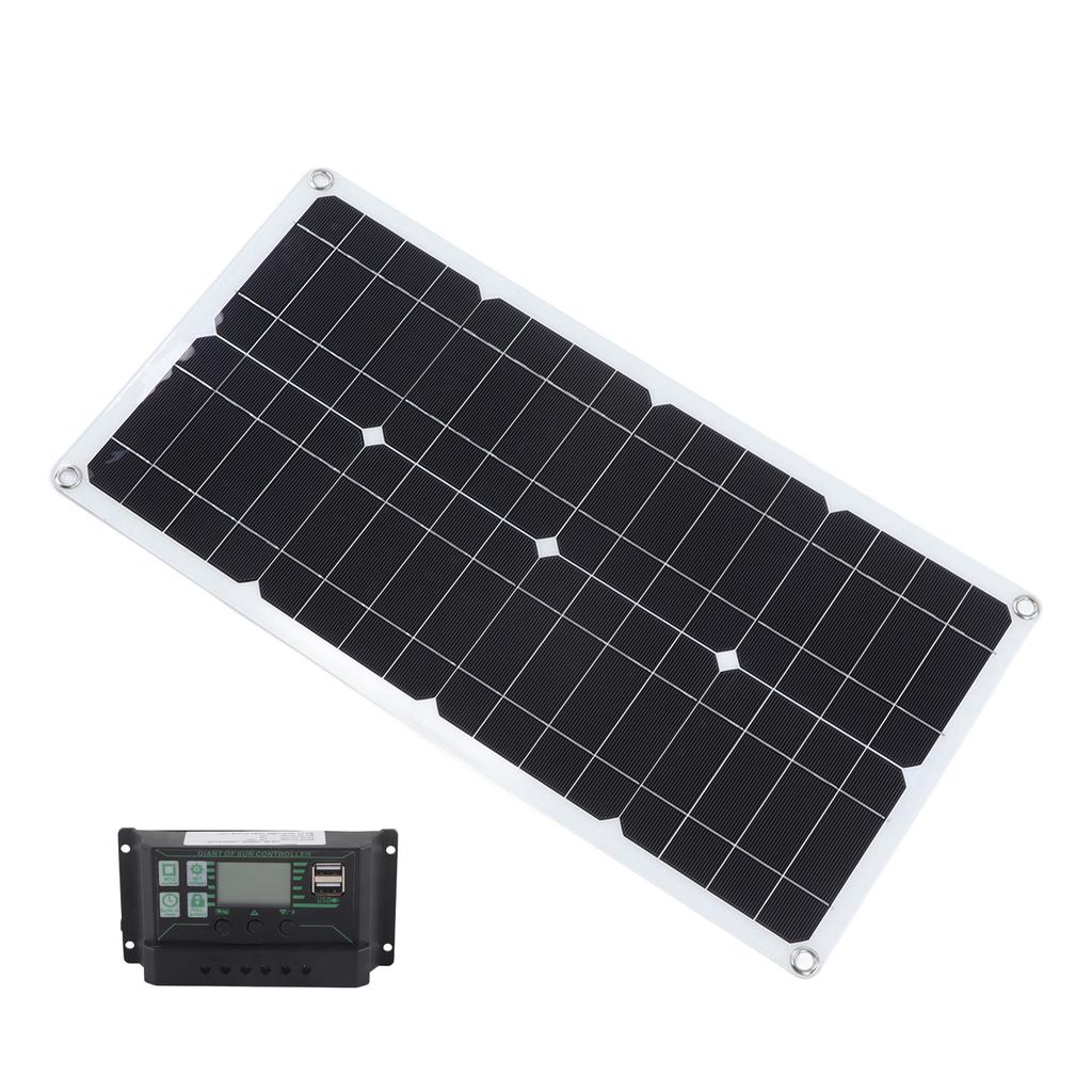 250W Monocrystalline Solar Panel Kit with 10A Charge Controller Dual USB Ports for RV Car Boat Battery Charging