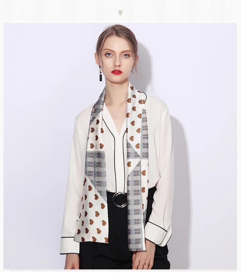 Choice Long Small Women Silk Scarf Tie Decorated Professional Neck Cover Multi-functional Tin Spring Travel Ladies Neckerchiefs